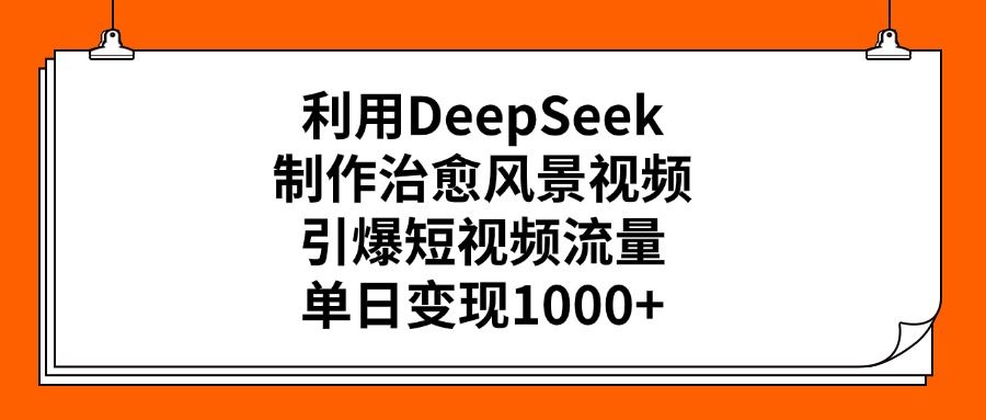 利用DeepSeek制作治愈风景视频，引爆短视频流量，单日变现1000+-靠谱项目库