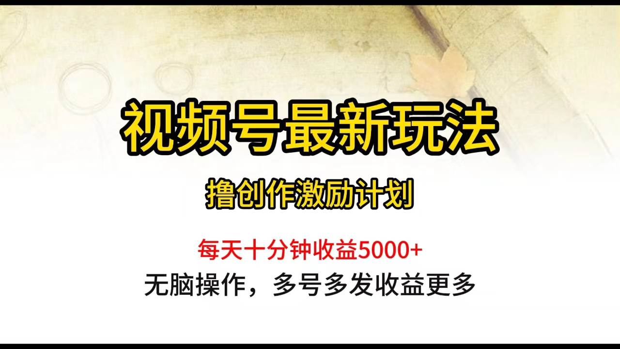 视频号最新玩法，每日一小时月入5000+-靠谱项目库