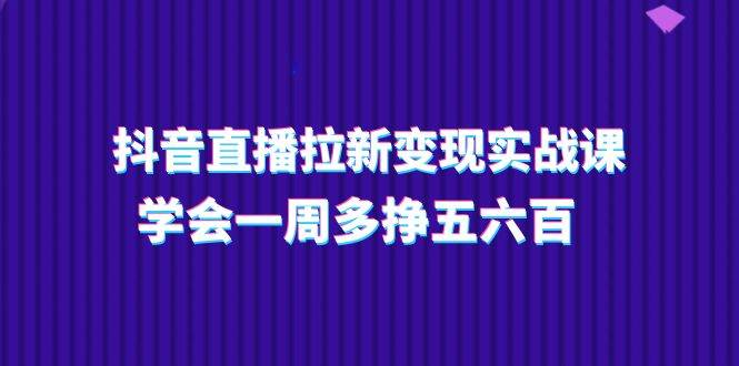 （11254期）抖音直播拉新变现实操课，学会一周多挣五六百（15节课）-靠谱项目库