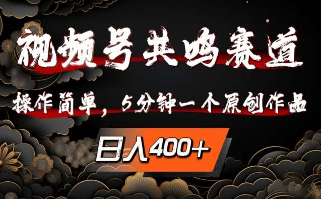 视频号共鸣赛道，操作简单，5分钟1个原创作品，日入几张【揭秘】-靠谱项目库