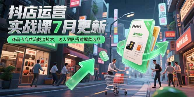 （15329期）抖店运营实战课7月更新，商品卡自然流截流技术，达人团队搭建爆款选品-靠谱项目库
