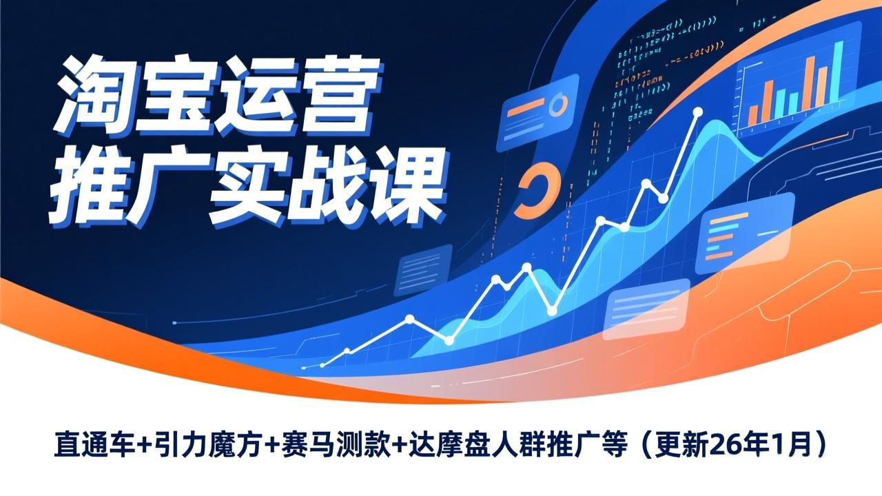 （17200期）淘宝运营推广实战课，直通车+引力魔方+赛马测款+达摩盘人群推广等（更新26年1月）-靠谱项目库