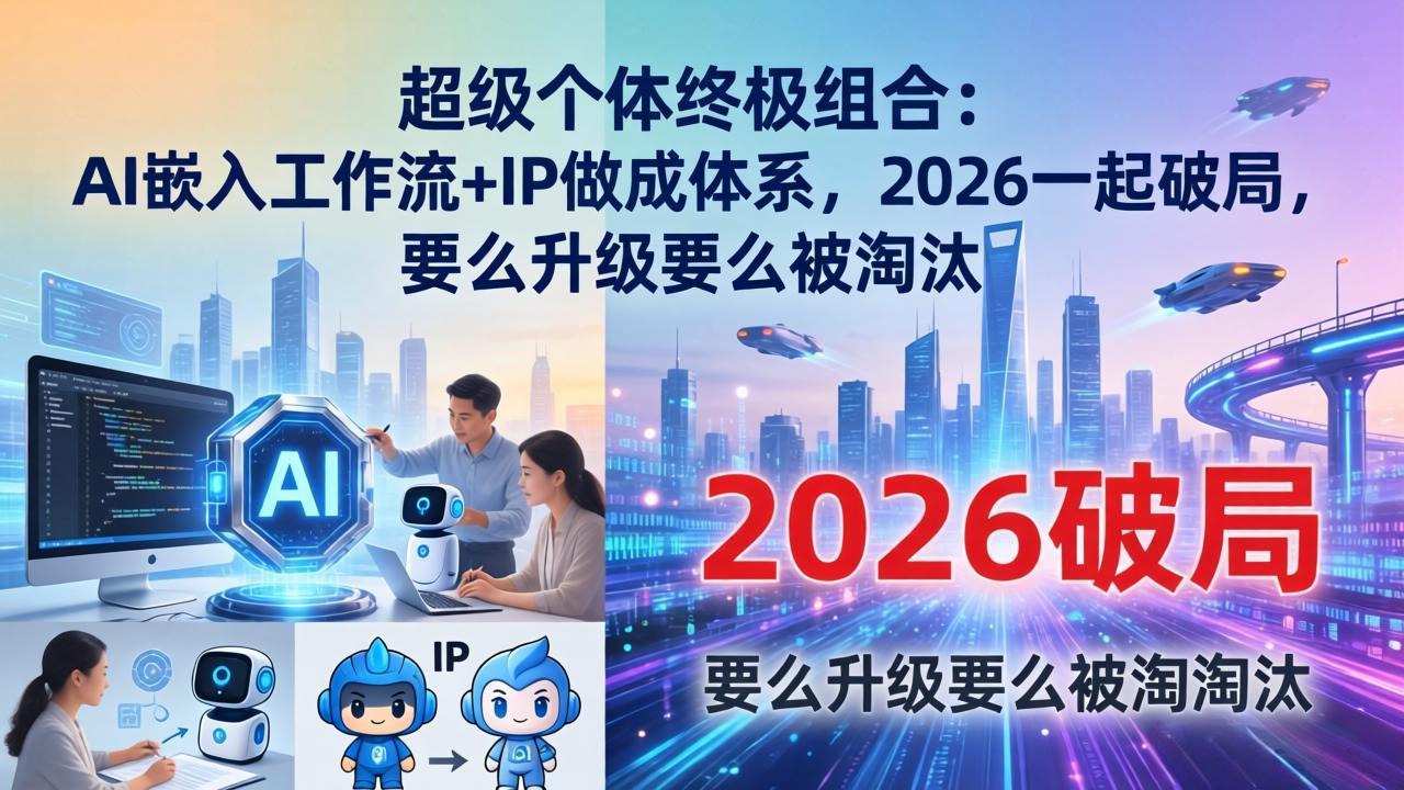 （17789期）超级个体终极组合：AI嵌入工作流+IP做成体系，2026一起破局，要么升级要么被淘汰-靠谱项目库