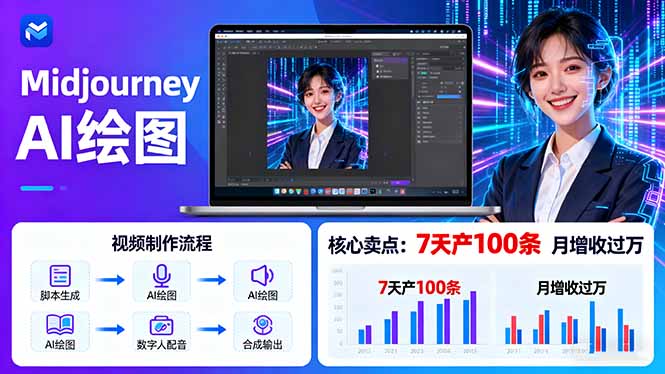 （16049期）AI绘图照片开口说话视频制作：Midjourney+数字人，7天产100条月增收过万-靠谱项目库