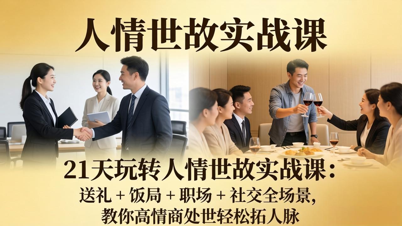 （17968期）21 天玩转人情世故实战课：送礼 + 饭局 + 职场 + 社交全场景，教你高情商处世轻松拓人脉-靠谱项目库