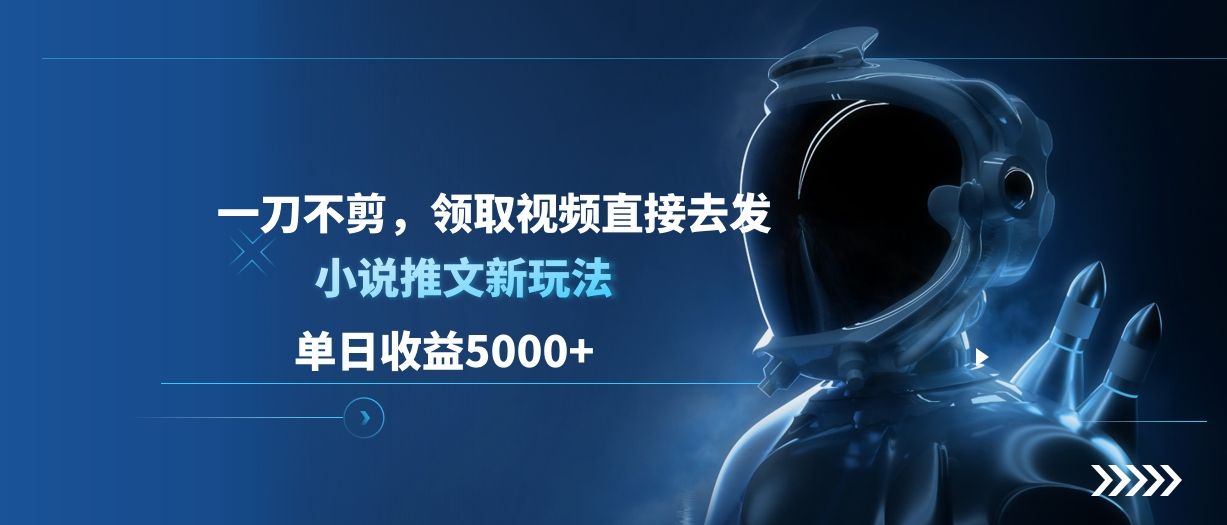 单日收益5000+，小说推文新玩法，一刀不剪，领取视频直接去发-靠谱项目库