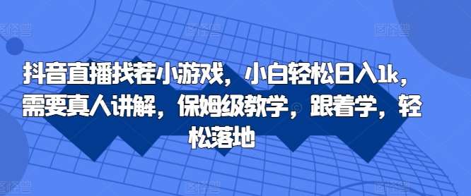 抖音直播找茬小游戏，小白轻松日入1k，需要真人讲解，保姆级教学，跟着学，轻松落地【揭秘】-靠谱项目库