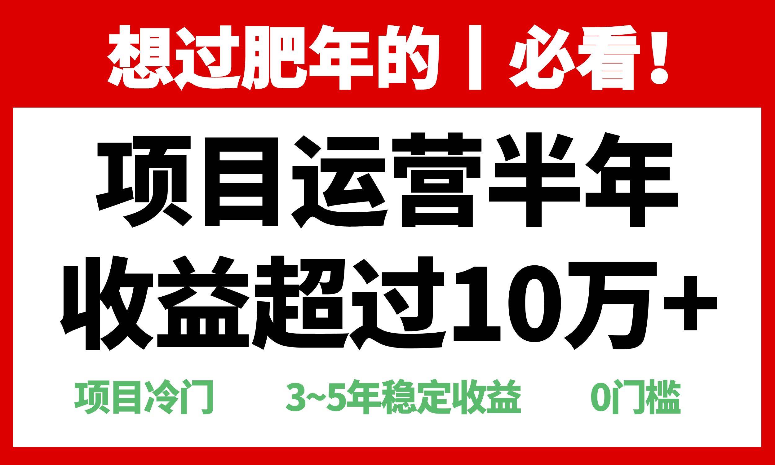 (13663期)年前过肥年的必看的超冷门项目,半年收益超过10万+,-靠谱项目库