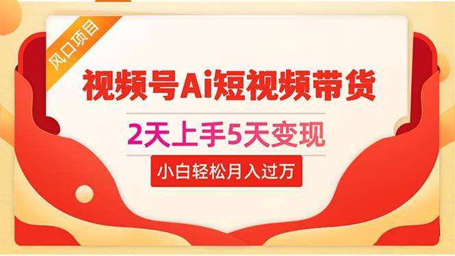 （10807期）2天上手5天变现视频号Ai短视频带货0粉丝0基础小白轻松月入过万-靠谱项目库