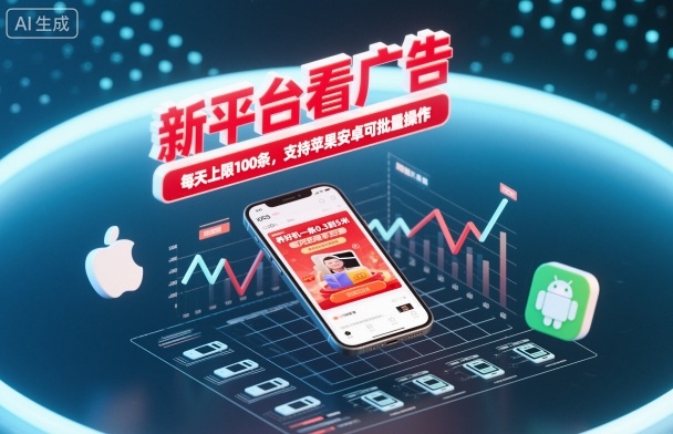 新平台看广告，养好机一条0.3到5米，每天上限100条，支持苹果安卓可批量操作-靠谱项目库