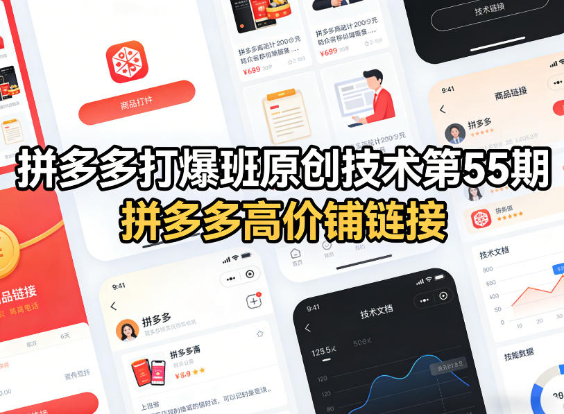 拼多多打爆班原创技术第55期，拼多多高价铺链接-靠谱项目库