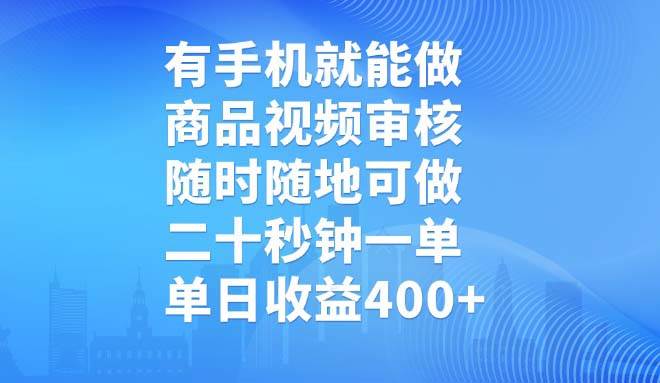 （14446期）有手机就能做，商品视频审核，随时随地可做，二十秒钟一单，单日收益400+-靠谱项目库
