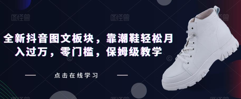 全新抖音图文板块，靠潮鞋轻松月入过万，零门槛，保姆级教学【揭秘】-靠谱项目库