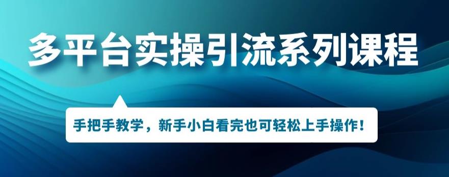 多平台引流实操系列课程，新手小白看完也可轻松上手进行引流操作-靠谱项目库