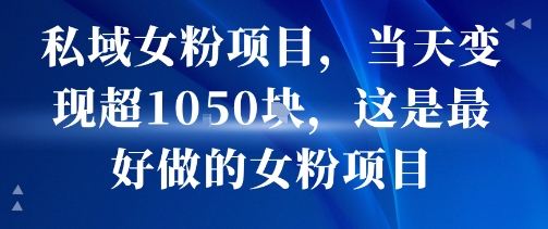 私域女粉项目，当天变现超1k，这是最好做的女粉项目，可放大操作-靠谱项目库