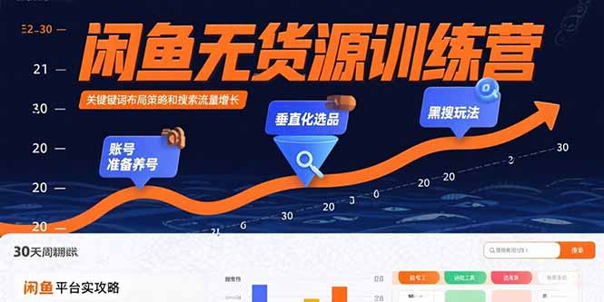 （15698期）闲鱼无货源训练营：账号准备养号/垂直化选品/黑搜玩法，0基础30天盈利指南-靠谱项目库