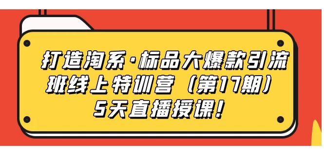 打造淘系·标品大爆款引流班线上特训营5天直播授课！-靠谱项目库