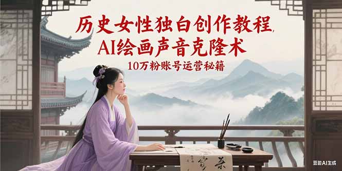 （15186期）历史女性独白创作教程，AI绘画声音克隆术，10万粉账号运营秘籍-靠谱项目库