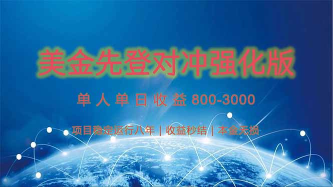 （15012期）美金先登计划对冲强化版，2025年黑马中最暴力收益日收益1k-4k（可放大…-靠谱项目库