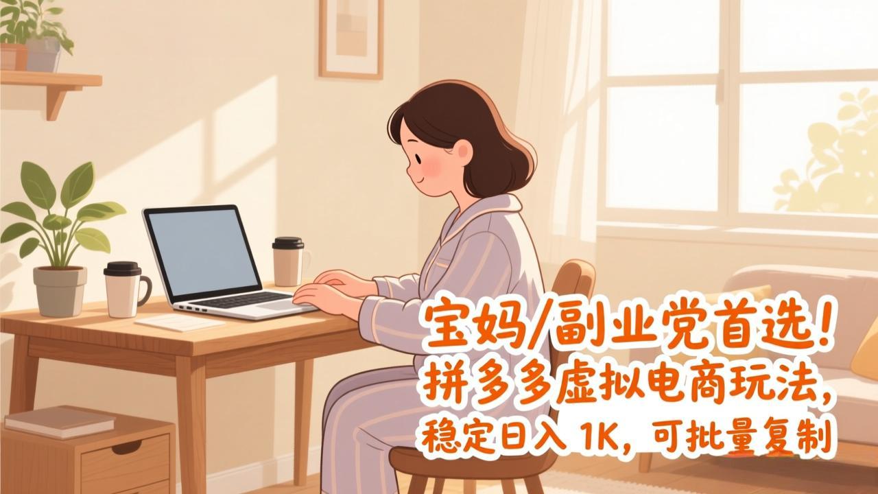 (17155期)宝妈 / 副业党首选!拼多多虚拟电商玩法,稳定日入 1K,可批量复制-靠谱项目库