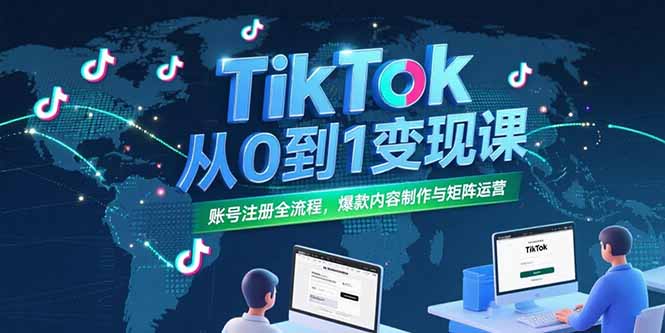 （15346期）TikTok从0到1变现课，账号注册全流程，爆款内容制作与矩阵运营-靠谱项目库