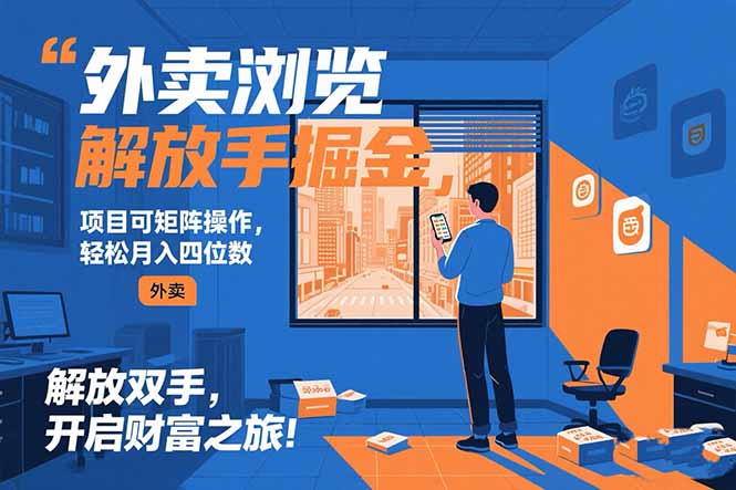 （15440期）外卖浏览掘金项目 可矩阵操作 轻松日入500+-靠谱项目库