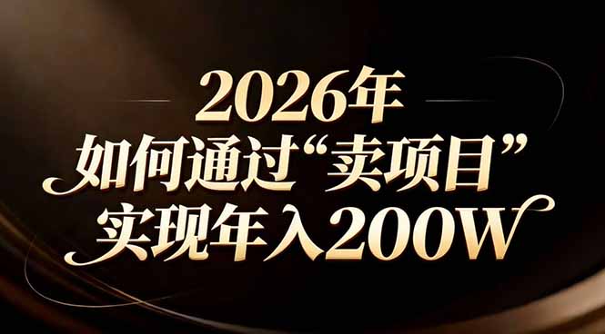 （17309期）站在2026年的十字路口：一个普通人如何通过卖项目实现年入200万-靠谱项目库