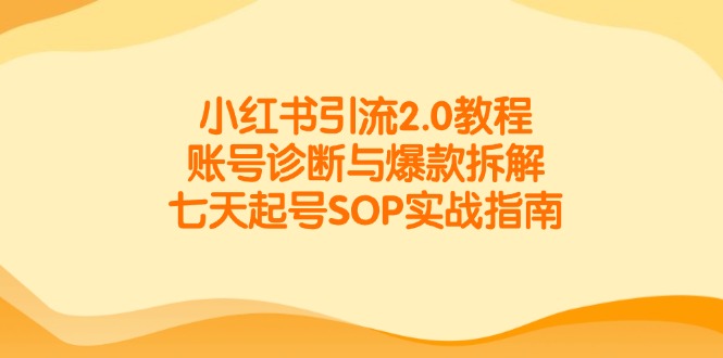 （14981期）小红书引流2.0教程，账号诊断与爆款拆解，七天起号SOP实战指南-靠谱项目库