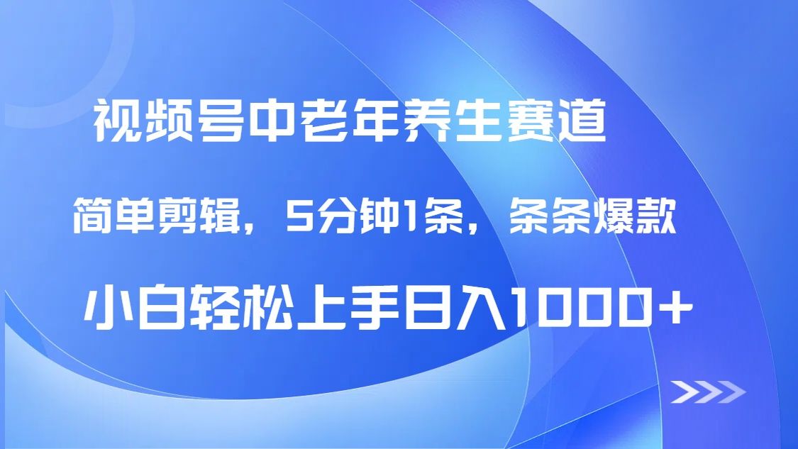DeepSeek+既梦做视频号中老年养生赛道，条条爆款5分钟1条，轻松日入1000+-靠谱项目库