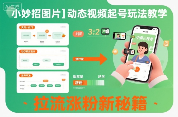 小妙招图片＋动态视频起号玩法教学，拉流涨粉新秘籍-靠谱项目库