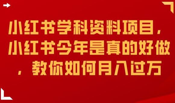 小红书学科资料项目，小红书今年是真的好做，教你如何月入过万【揭秘】-靠谱项目库