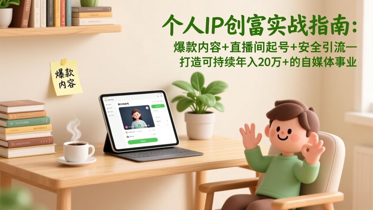 （17217期）个人IP创富实战指南：爆款内容+直播间起号+安全引流，打造可持续年入20万+的自媒体事业-靠谱项目库
