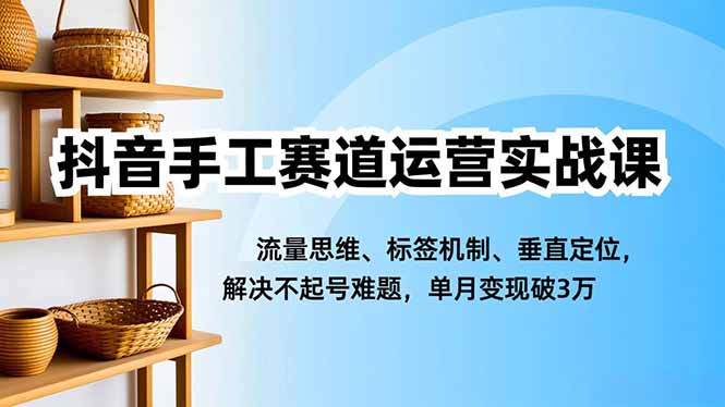 （16667期）抖音手工赛道运营实战课，流量思维、标签机制、垂直定位，解决不起号难题，单月变现破3万-靠谱项目库