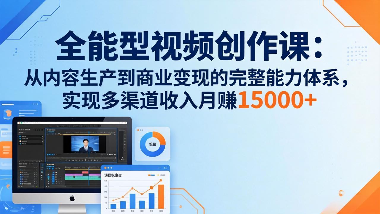 （17718期）全能型视频创作课-26年3月更新：从内容生产到商业变现的完整能力体系，多渠道收入月赚15000+-靠谱项目库