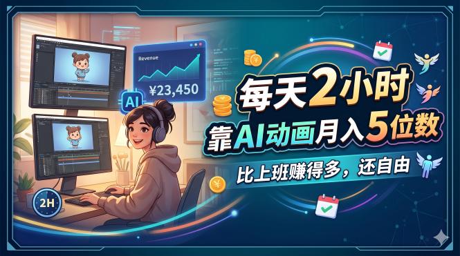 （18051期）每天 2 小时，靠 AI 动画月入 5 位数，比上班赚得多，还自由-靠谱项目库