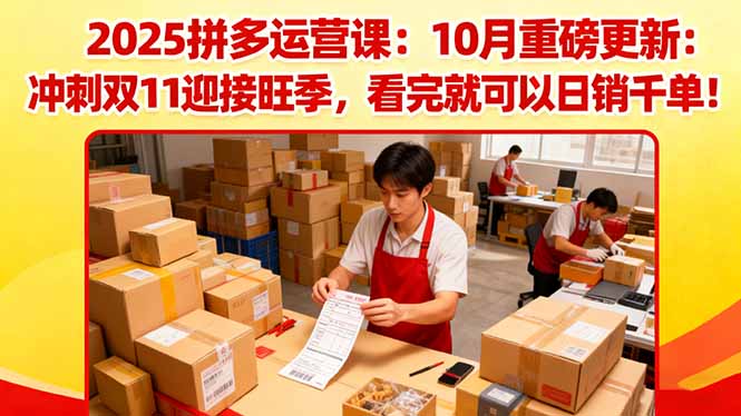 （16400期）2025拼多多运营课：10月重磅更新：冲刺双11迎接旺季，看完就可以日销千单-靠谱项目库