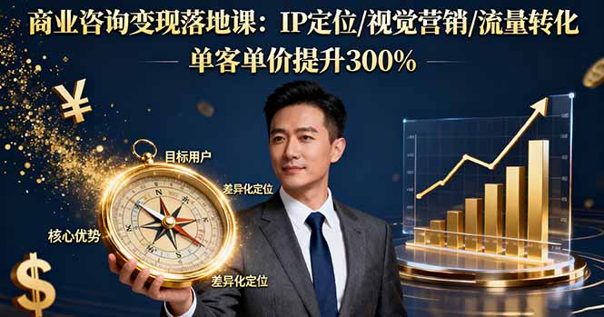 （16249期）商业咨询变现落地课：IP定位/视觉营销/流量转化，单客单价提升300%-靠谱项目库