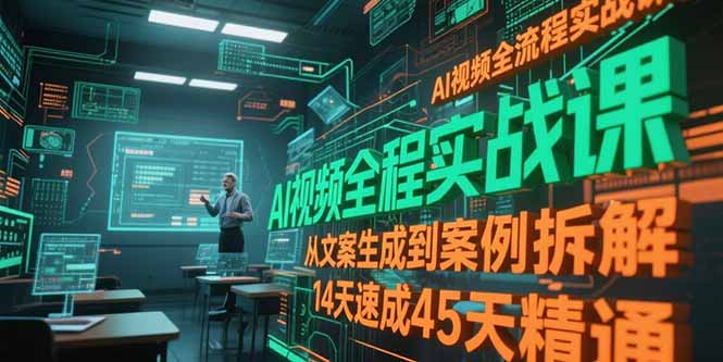 （15172期）AI视频全流程实战课，从文案生成到案例拆解，14天速成45天精通-靠谱项目库