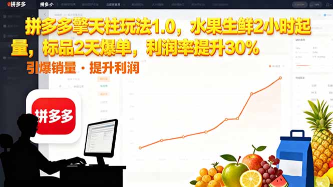 （16429期）拼多多 擎天柱玩法1.0，水果生鲜2小时起量，标品2天爆单，利润率提升30%-靠谱项目库