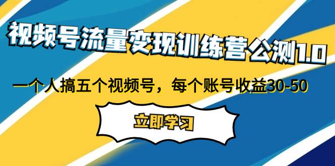 视频号流量变现训练营公测1.0：一个人搞五个视频号，每个账号收益30-50-靠谱项目库