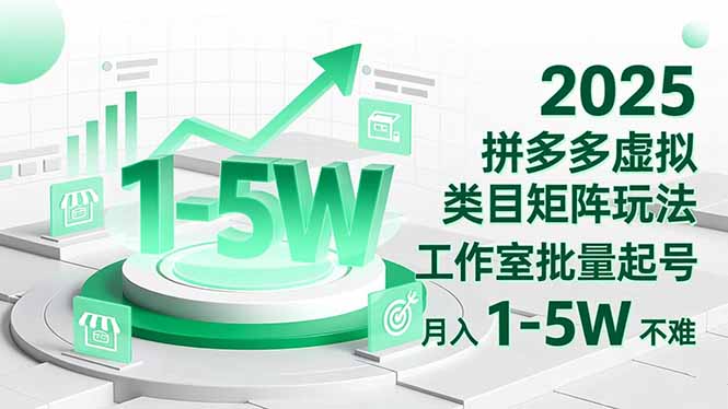 （16548期）2025 拼多多虚拟类目矩阵玩法，工作室批量起号，月入 1-5W 不难-靠谱项目库