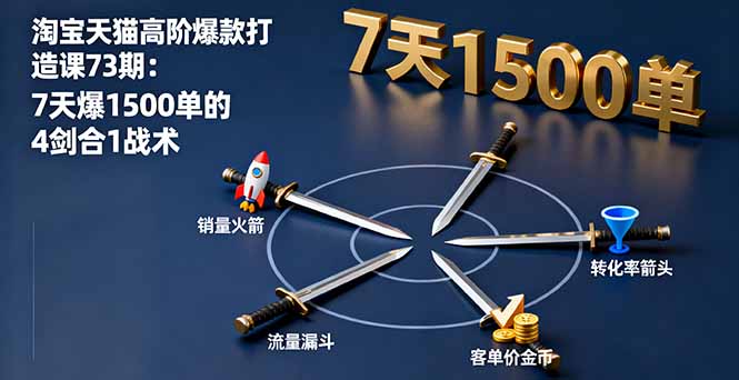 （16200期）淘宝天猫高阶爆款打造课73期：7天爆1500单的4剑合1战术-靠谱项目库