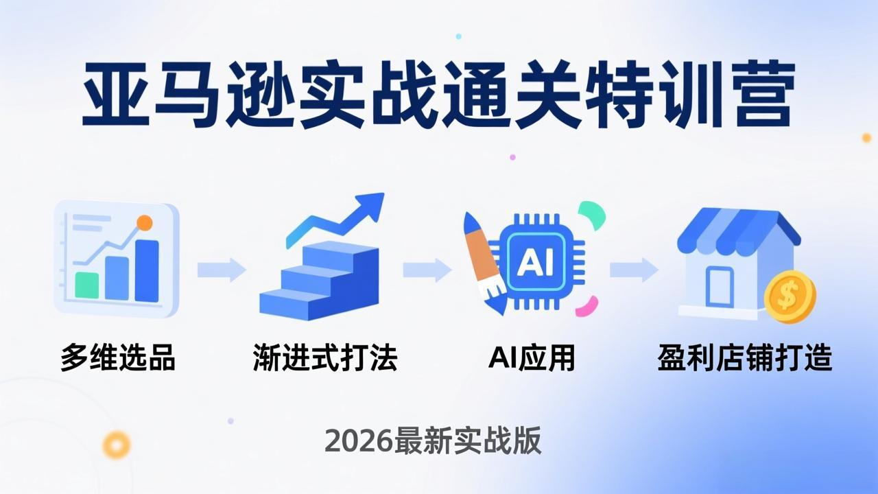（17808期）亚马逊实战通关特训营：26年4月更新，多维选品+渐进式打法+AI应用，从0到1打造盈利店铺-靠谱项目库