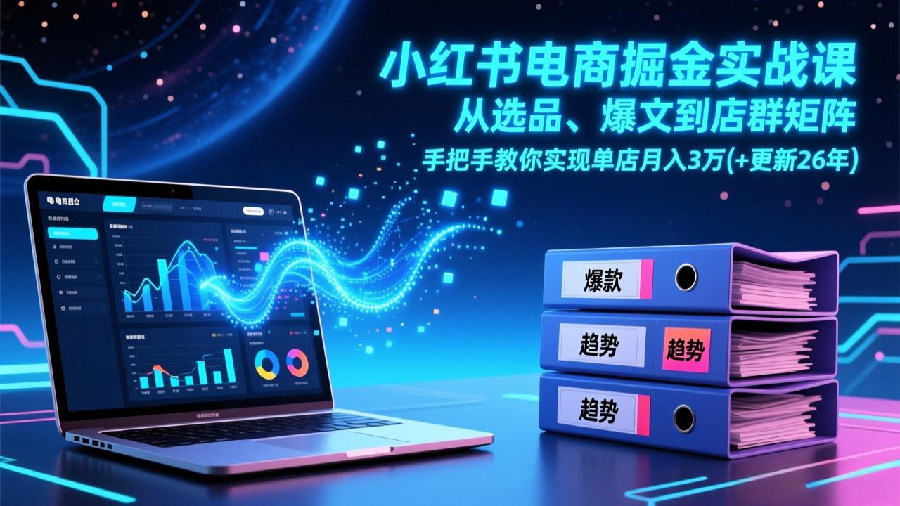 （17290期）小红书电商掘金实战课，从选品、爆文到店群矩阵，手把手教你实现单店月入3万+(更新26年)-靠谱项目库
