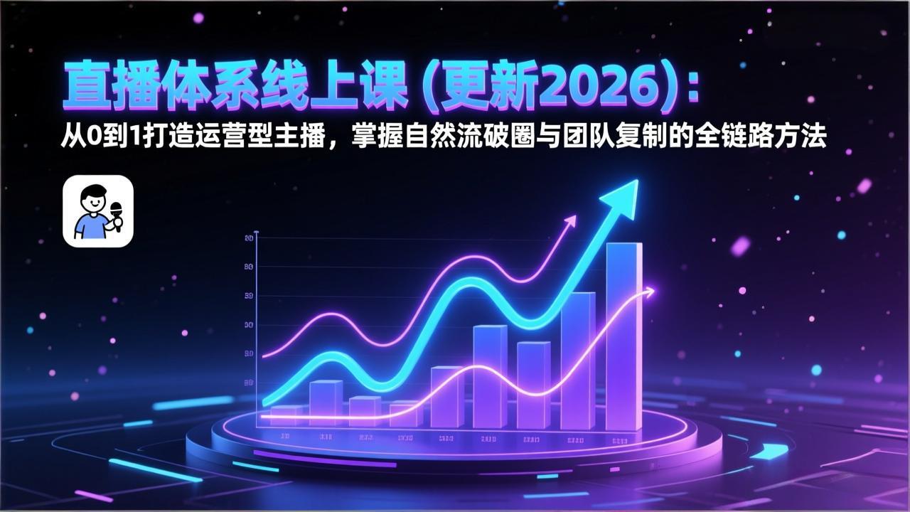 （17301期）直播体系线上课(更新2026)：从0到1打造运营型主播，掌握自然流破圈与团队复制的全链路方法-靠谱项目库