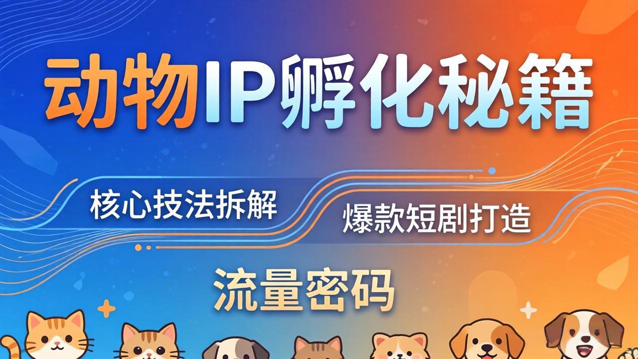 （18207期）动物IP孵化全套秘籍，三大核心技法拆解，打造爆款萌宠短剧，轻松拿捏赛道流量密码-靠谱项目库