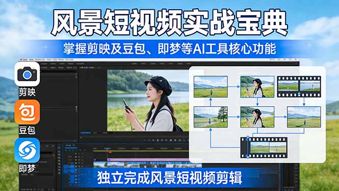 （17704期）风景短视频实战宝典：掌握剪映及豆包、即梦等AI工具的核心功能，独立完成风景短视频剪辑-靠谱项目库