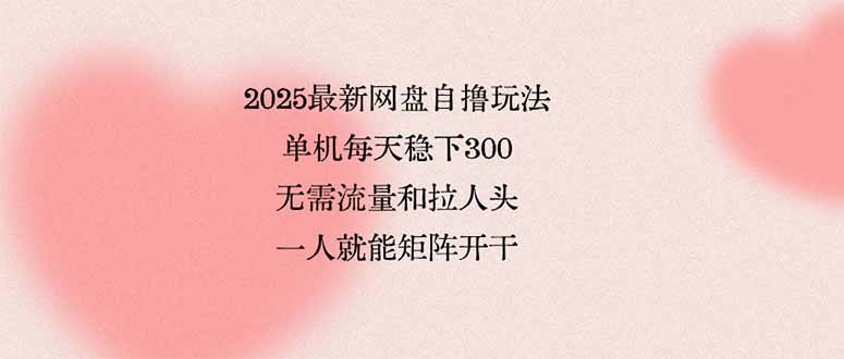 （15831期）2025最新网盘自撸玩法，单机每天稳下3张，无需流量和拉人头，一个人就...-靠谱项目库