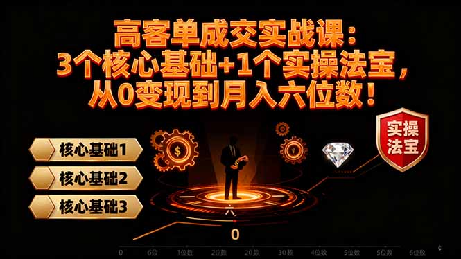 （16443期）高 客单成交实战课：3个核心基础+1个实操法宝，从0变现到月入六位数！-靠谱项目库