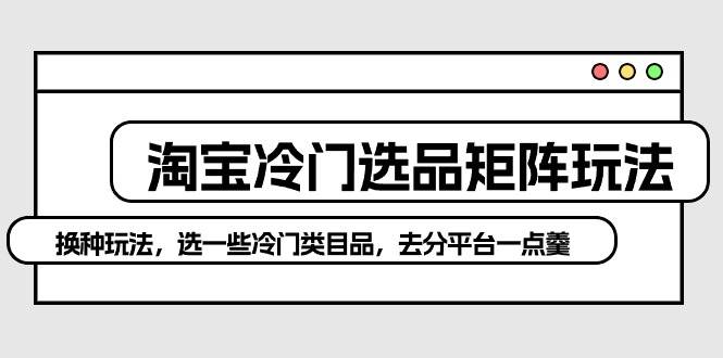 淘宝冷门选品矩阵玩法：换种玩法，选一些冷门类目品，去分平台一点羹-靠谱项目库